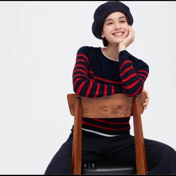 Uniqlo Navy Wool Beret Hat - Picture 6 of 7